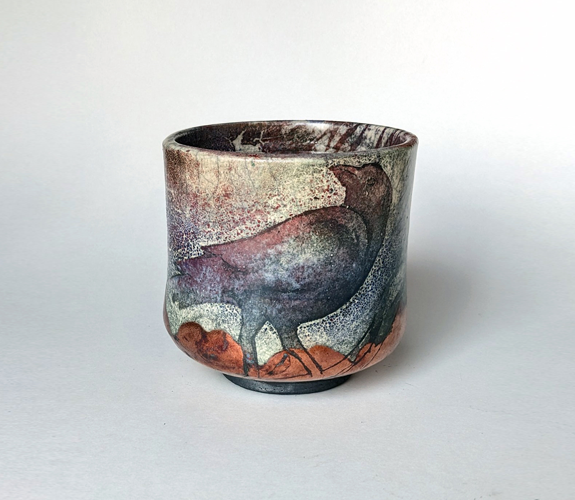 "Raven/Tree/Copper" Raku Bowl - Dave & Boni Deal